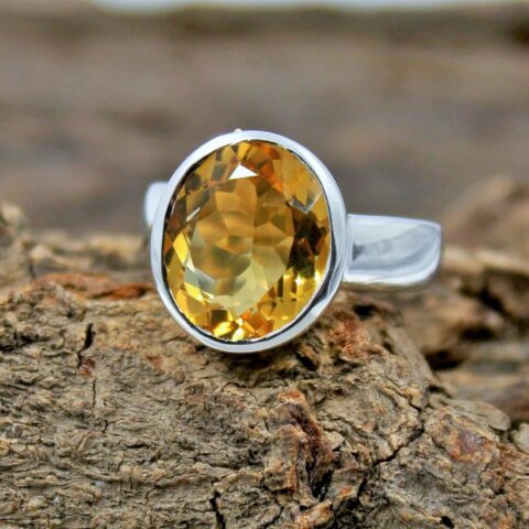 925 Sterling Silver Exclusive Handmade Citrine Ring